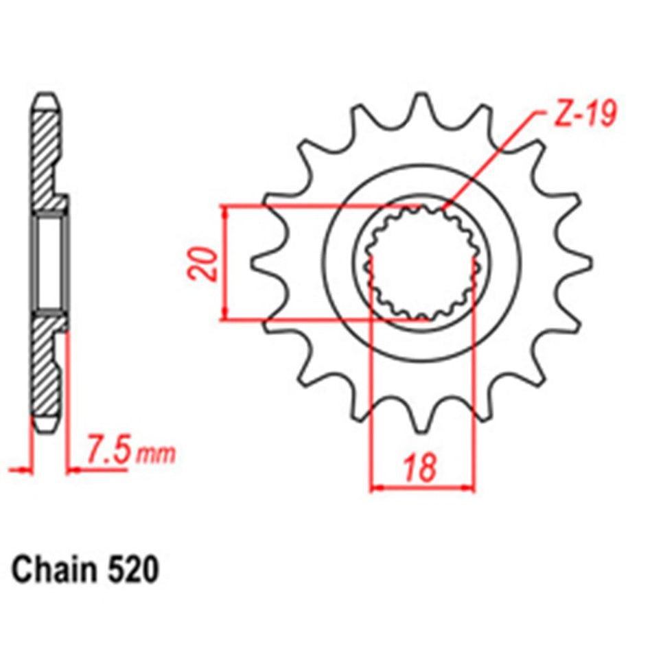 FRONT SPROCKET - STEEL 12T 520P 1