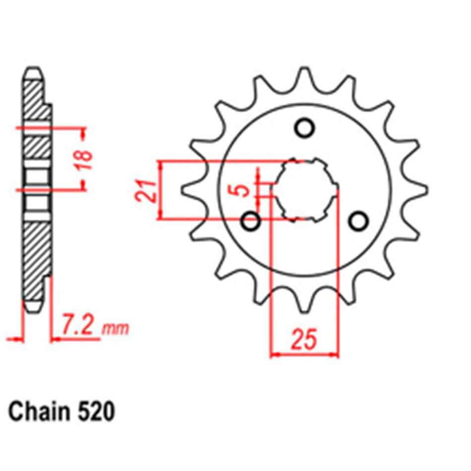 FRONT SPROCKET - STEEL 14T 520P 1