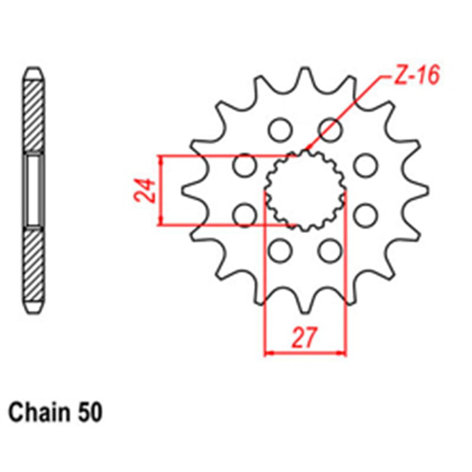 FRONT SPROCKET - STEEL 16T 530P 1