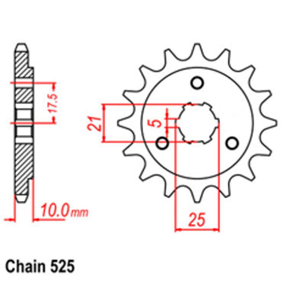 FRONT SPROCKET - STEEL 14T 525P 1