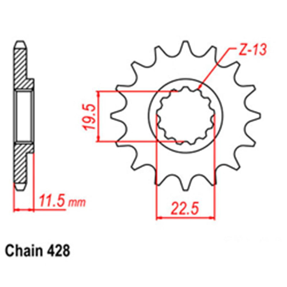 FRONT SPROCKET - STEEL 14T 428P 1