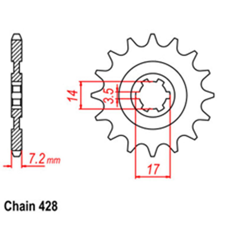 FRONT SPROCKET - STEEL 13T 428P 1