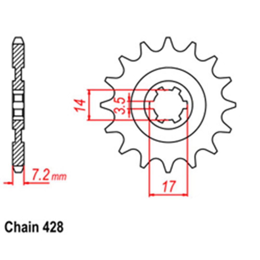 FRONT SPROCKET - STEEL 15T 428P 1