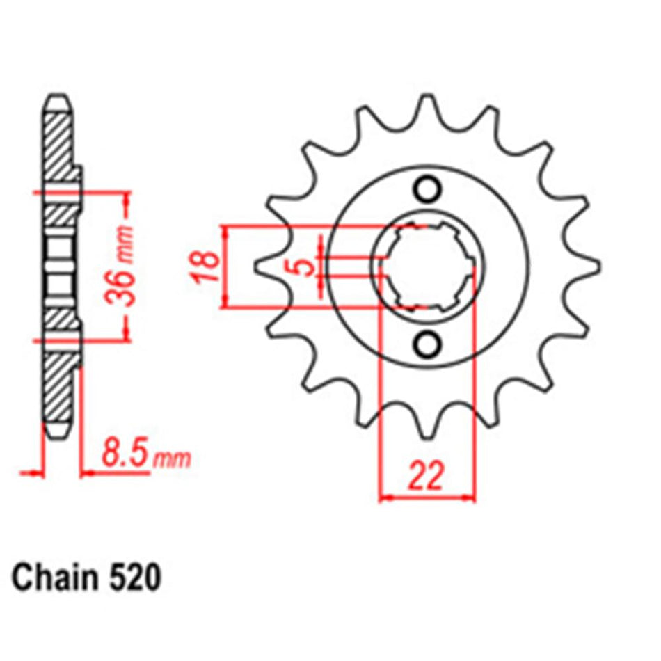 FRONT SPROCKET - STEEL 14T 520P 1