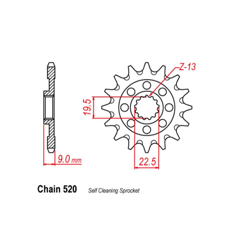 FRONT SPROCKET - STEEL 14T 520P 1