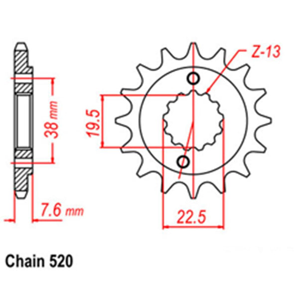 FRONT SPROCKET - STEEL 14T 520P 1