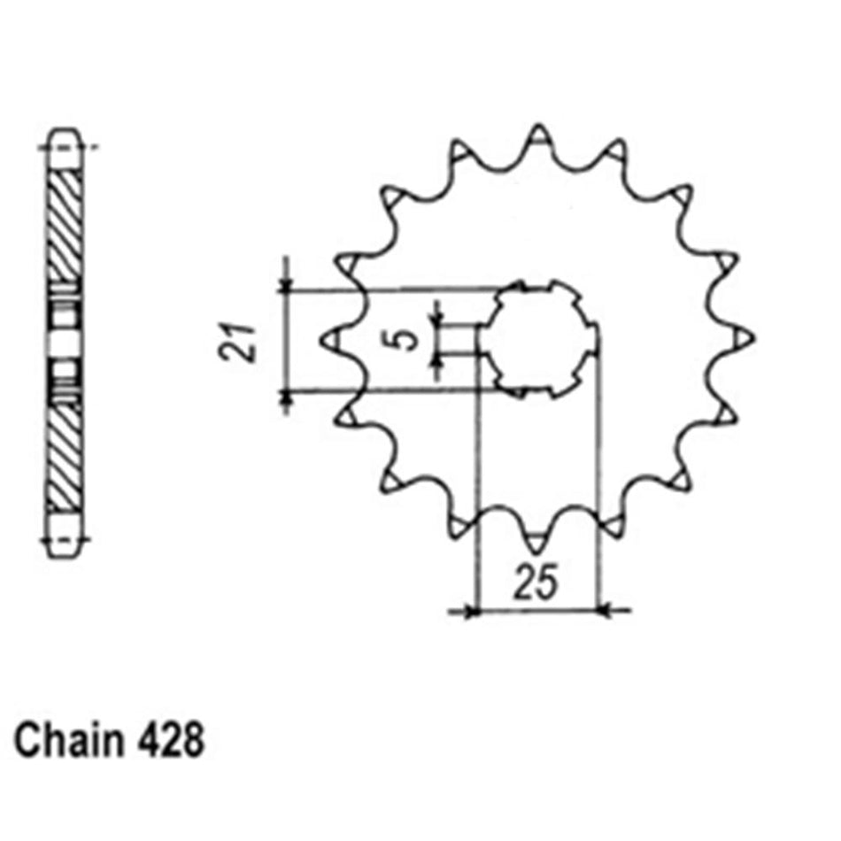 FRONT SPROCKET - STEEL 13T 428P 1