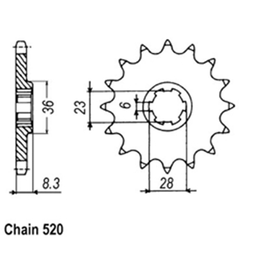 FRONT SPROCKET - STEEL 14T 520P 1