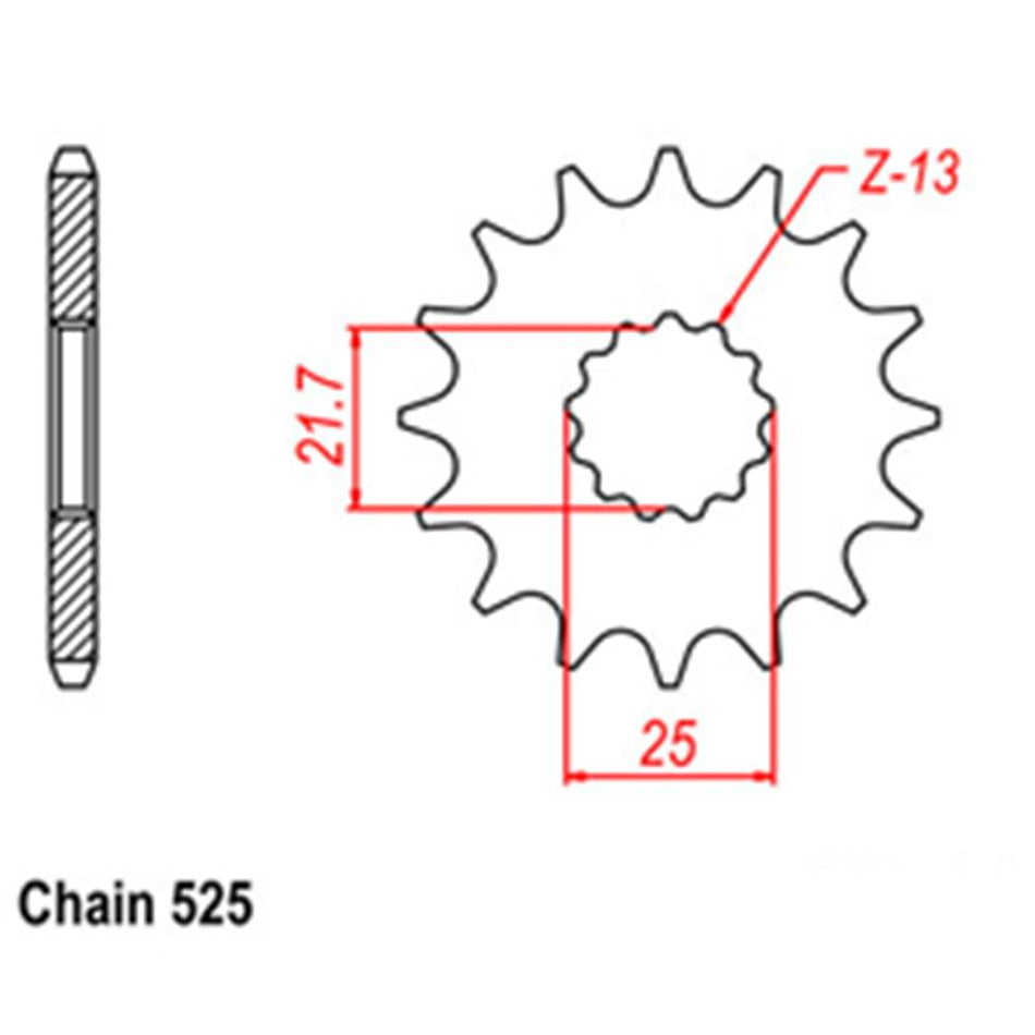 FRONT SPROCKET - STEEL 14T 525P 1