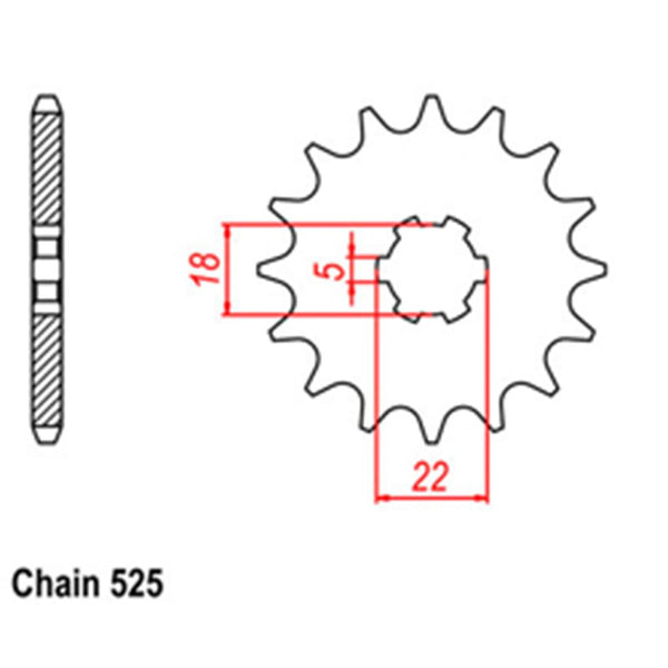 FRONT SPROCKET - STEEL 15T 525P 1