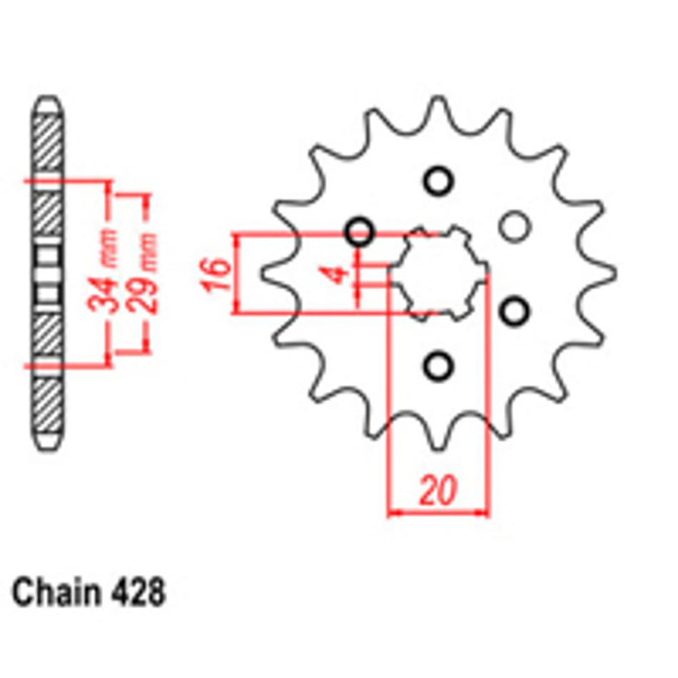 FRONT SPROCKET - STEEL 13T 428P D/D 1