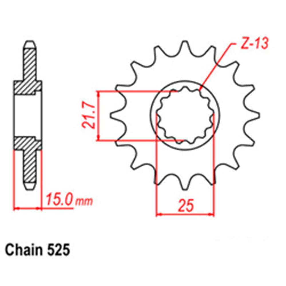 FRONT SPROCKET - STEEL 15T 525P 1