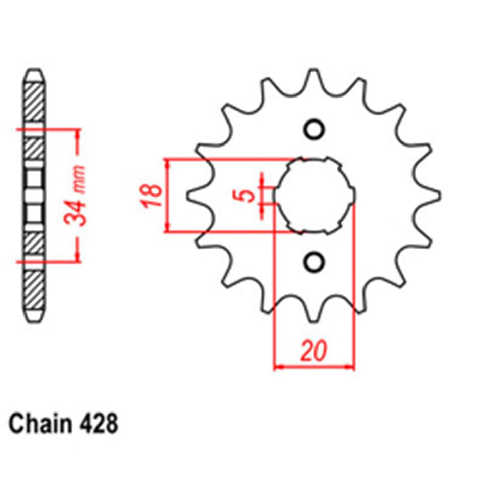 FRONT SPROCKET - STEEL 15T 428P 1