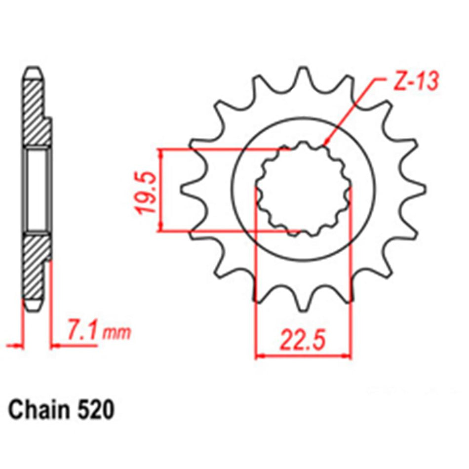 FRONT SPROCKET - STEEL 14T 520P 1