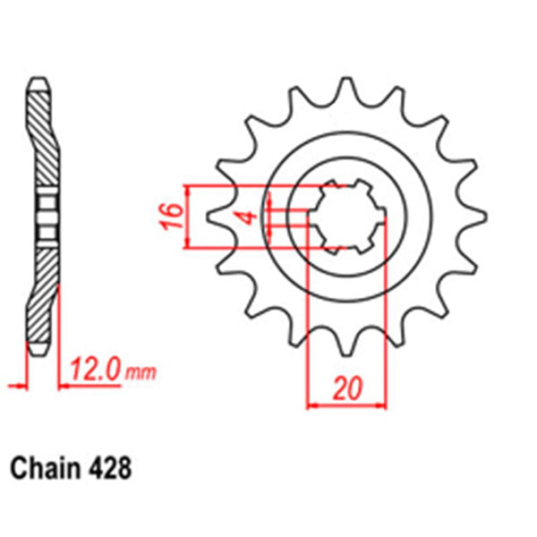 FRONT SPROCKET - STEEL 14T 428P 1