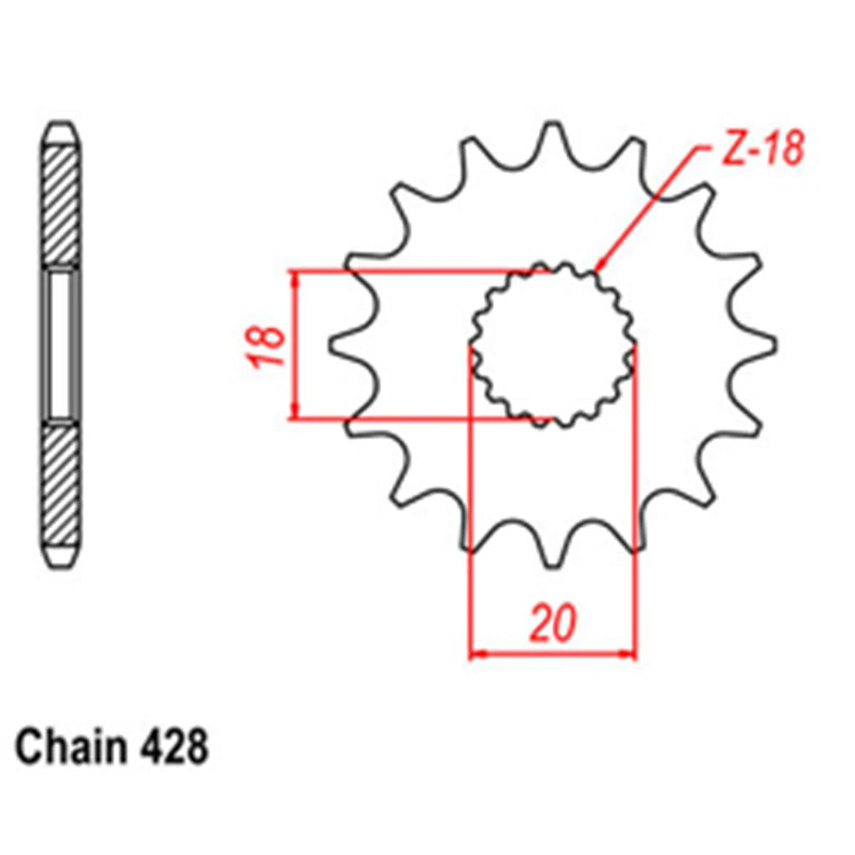 FRONT SPROCKET - STEEL 13T 428P 1