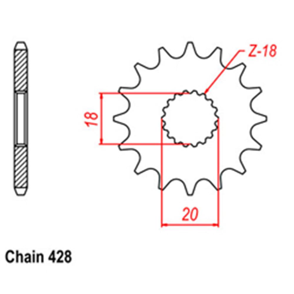 FRONT SPROCKET - STEEL 14T 428P 1