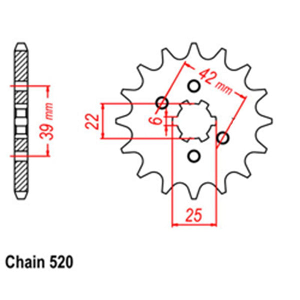 FRONT SPROCKET - STEEL 14T 520P D/D 1