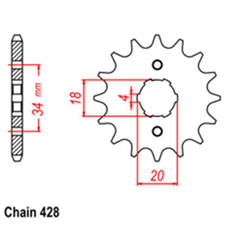 FRONT SPROCKET - STEEL 14T 428P 1