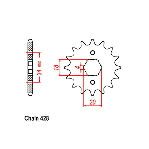 FRONT SPROCKET - STEEL 16T 428P 1