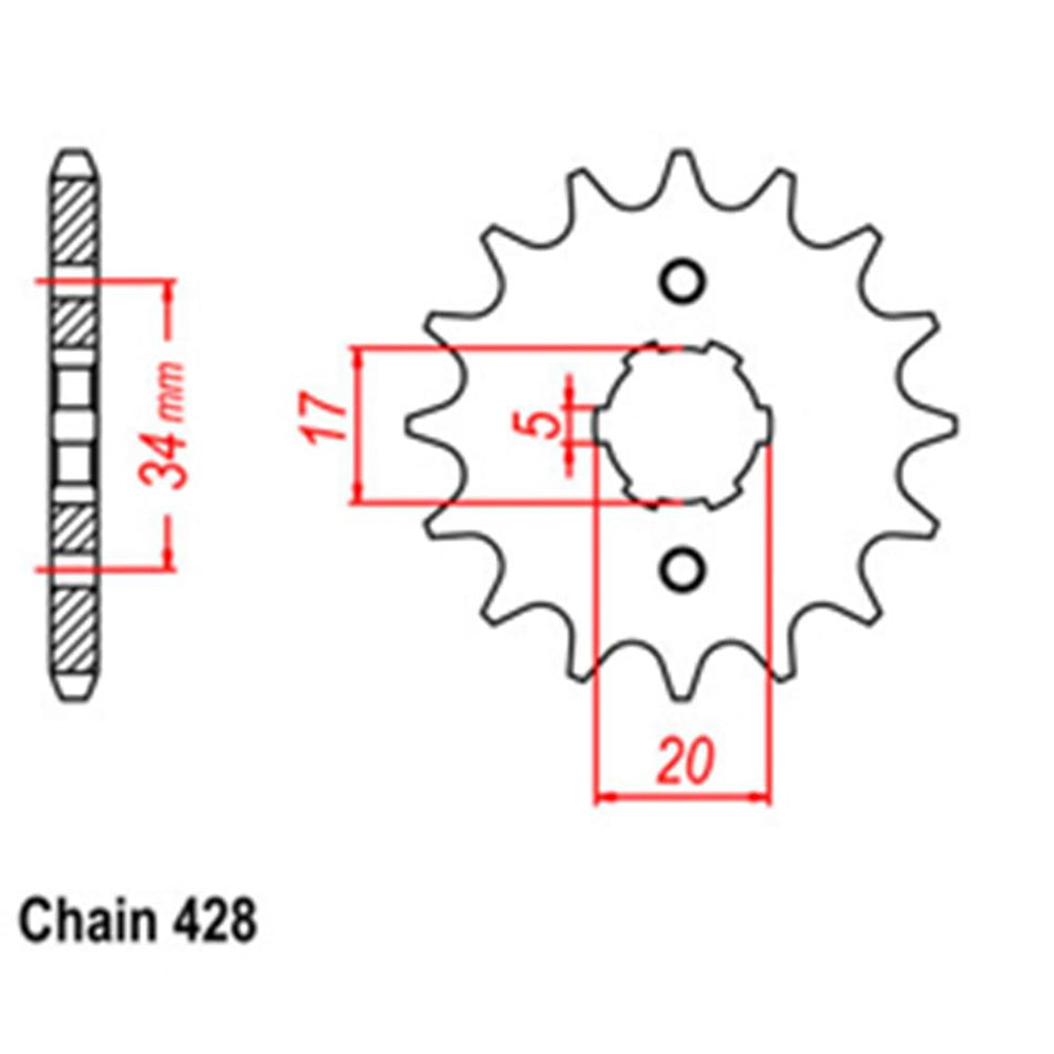 FRONT SPROCKET - STEEL 13T 428P 1