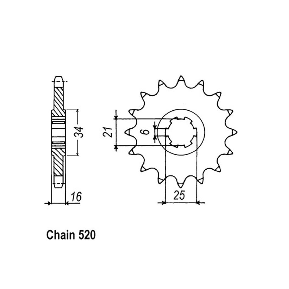 FRONT SPROCKET - STEEL 14T 520P 1