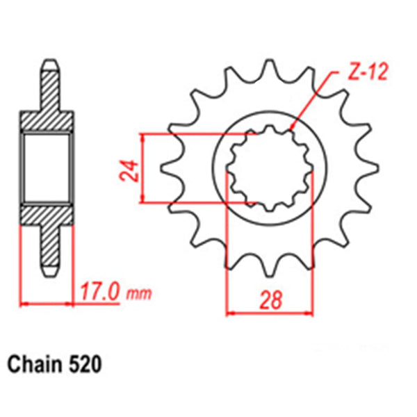 FRONT SPROCKET - STEEL 14T 520P 1