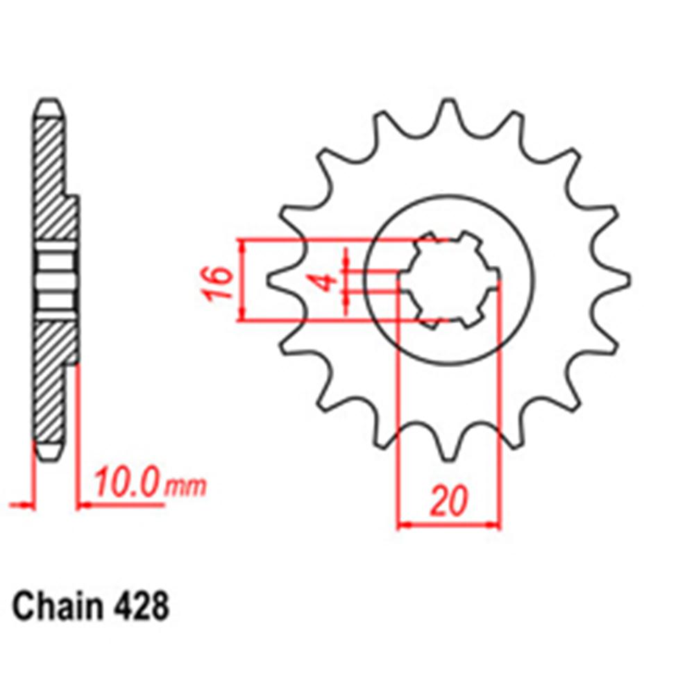 FRONT SPROCKET - STEEL 14T 428P 1