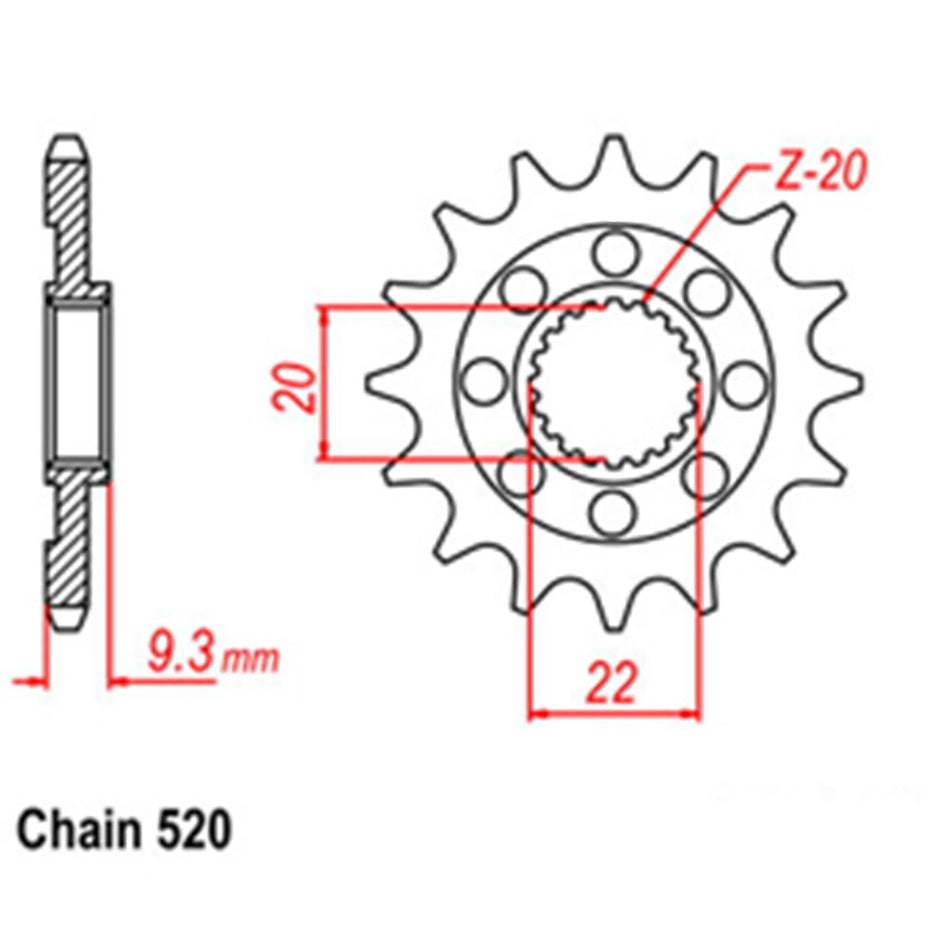 FRONT SPROCKET - STEEL 12T 520P 1