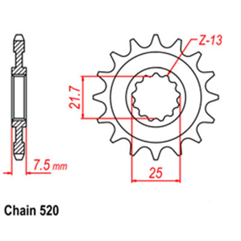 FRONT SPROCKET - STEEL 14T 520P 1