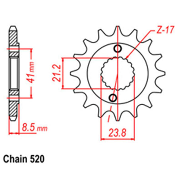 FRONT SPROCKET - STEEL 14T 520P 1