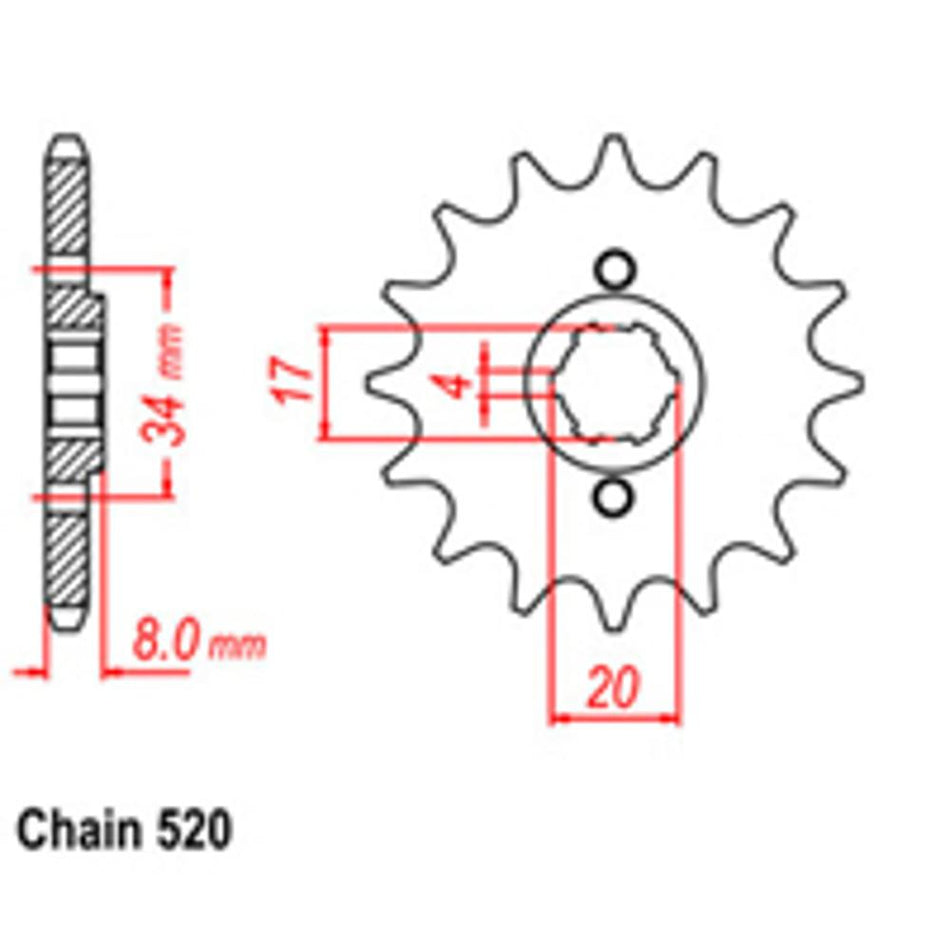 FRONT SPROCKET - STEEL 14T 520P 1