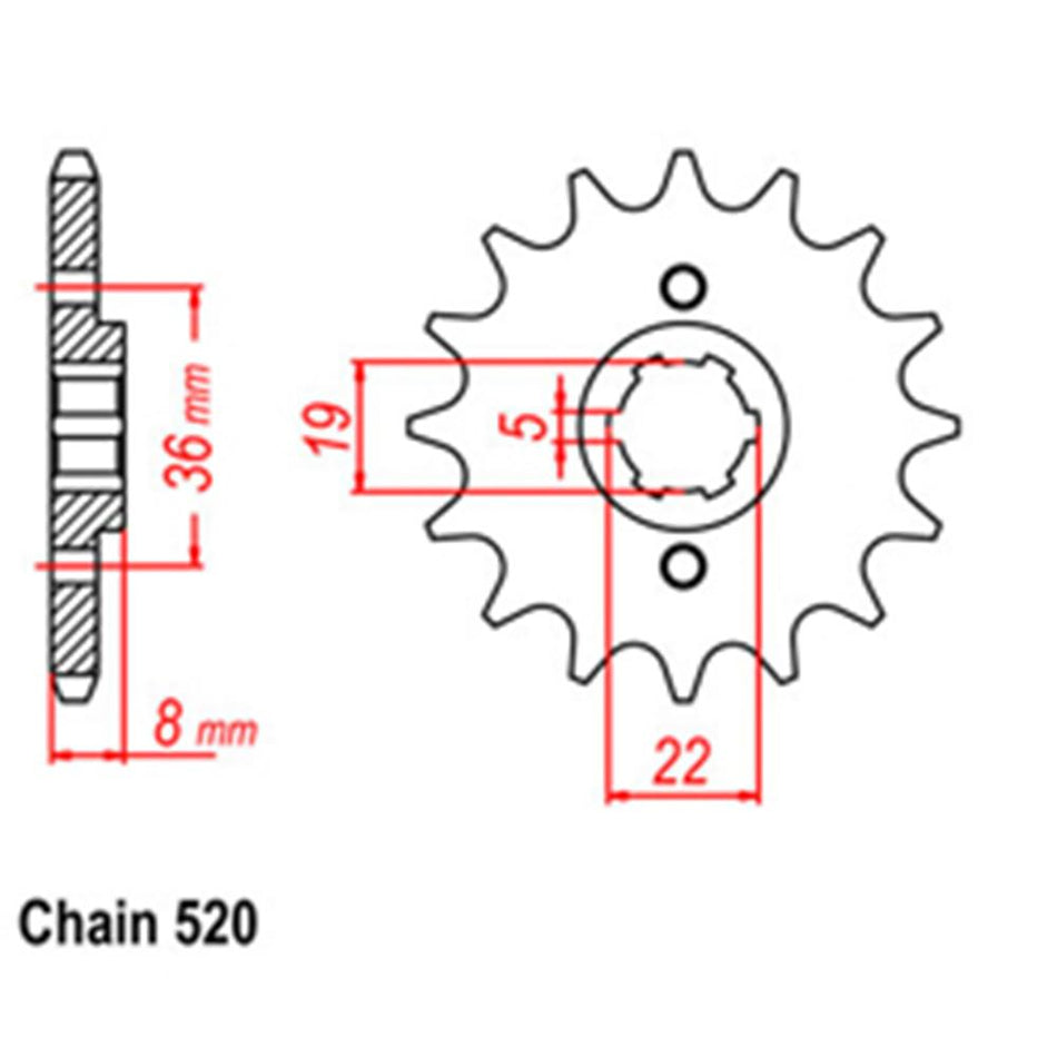 FRONT SPROCKET - STEEL 14T 520P 1