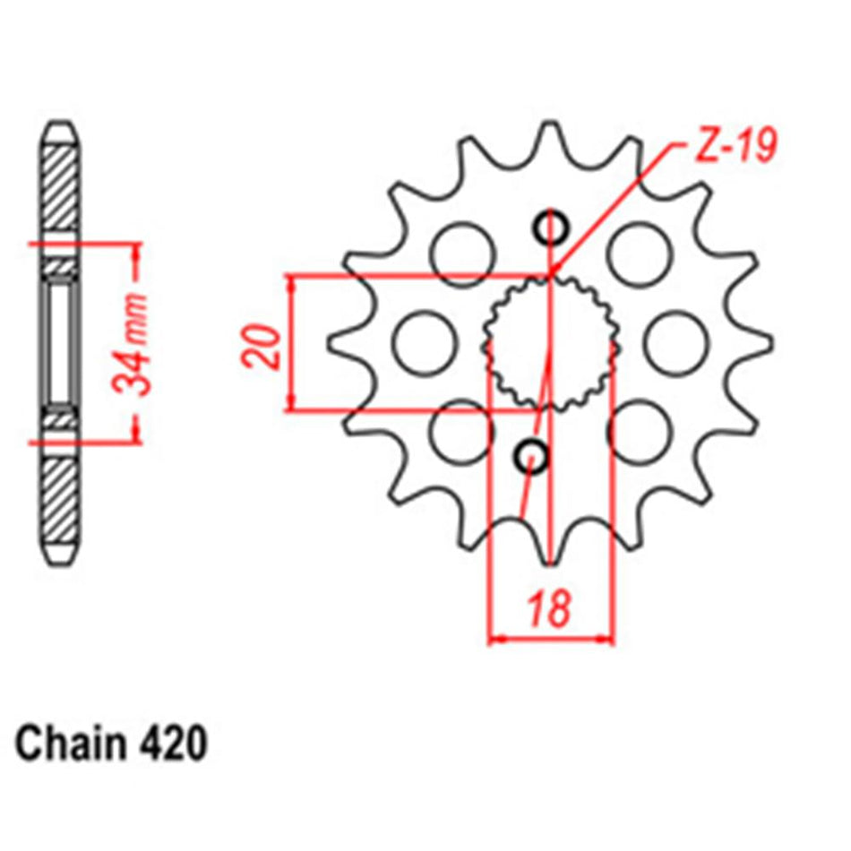 FRONT SPROCKET - STEEL 15T 420P 1