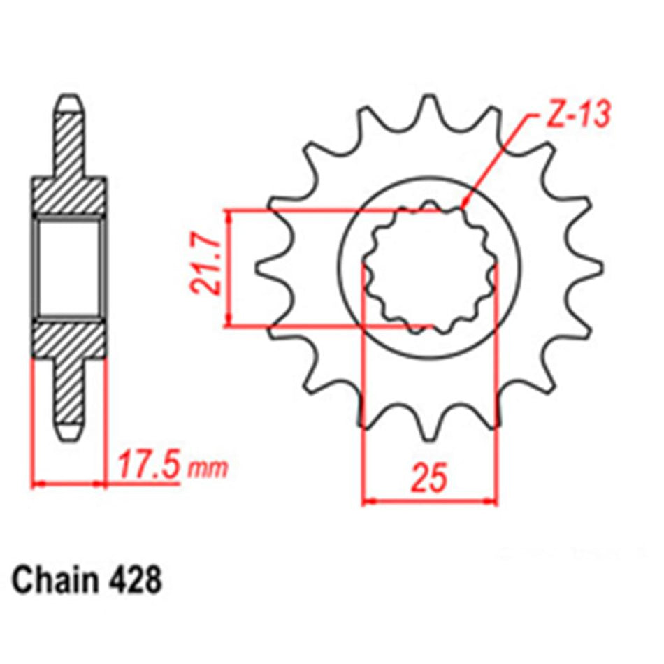 FRONT SPROCKET - STEEL 17T 428P 1