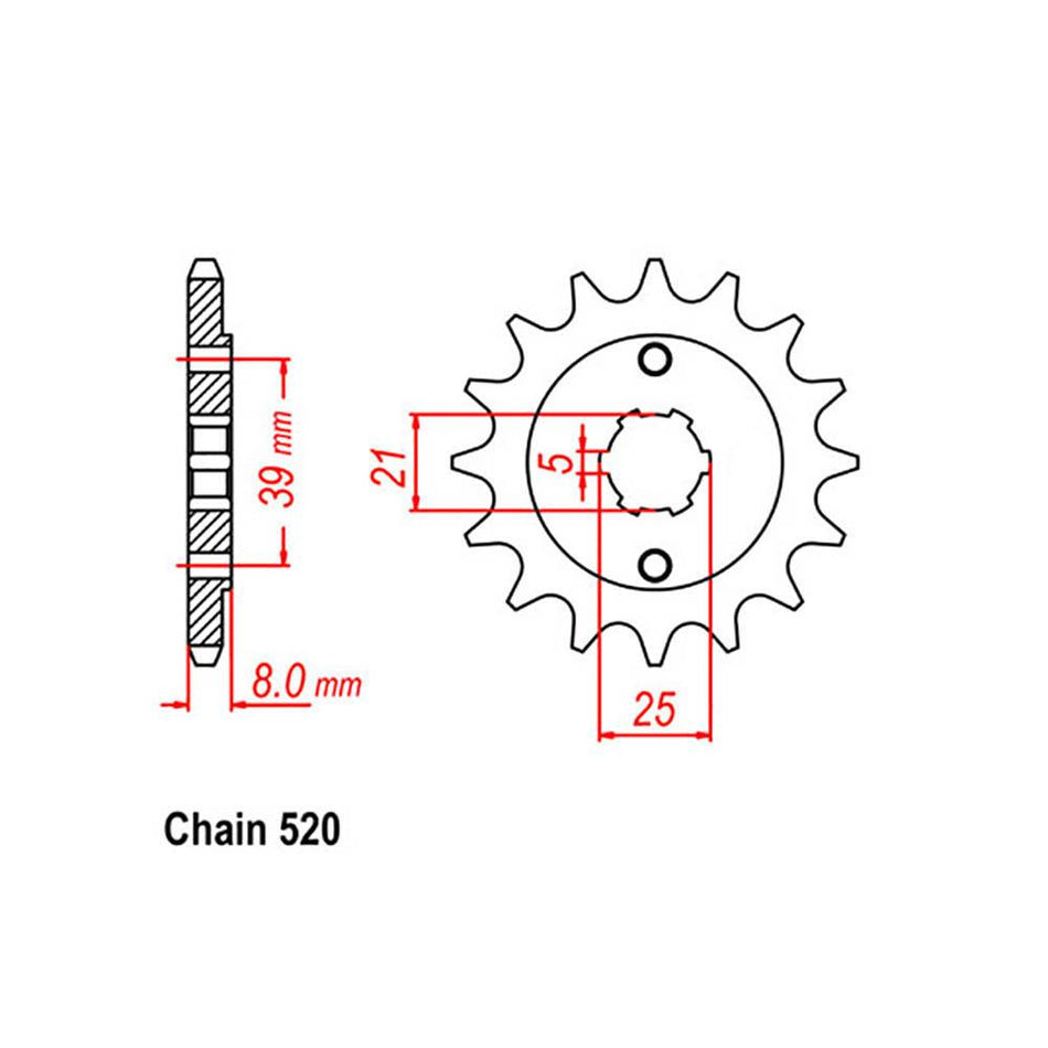 FRONT SPROCKET - STEEL 14T 520P 1