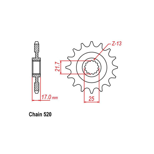 FRONT SPROCKET - STEEL 15T 520P 1