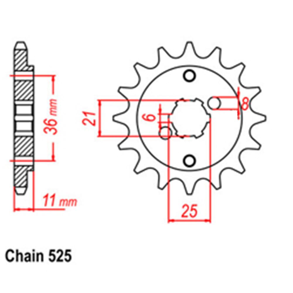 FRONT SPROCKET - STEEL 15T 525P 1