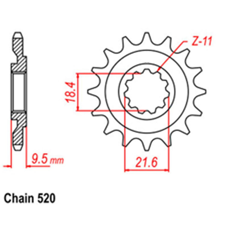 FRONT SPROCKET - STEEL 14T 520P 1