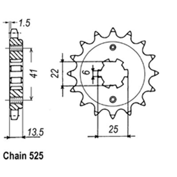 FRONT SPROCKET - STEEL 15T 525P 1