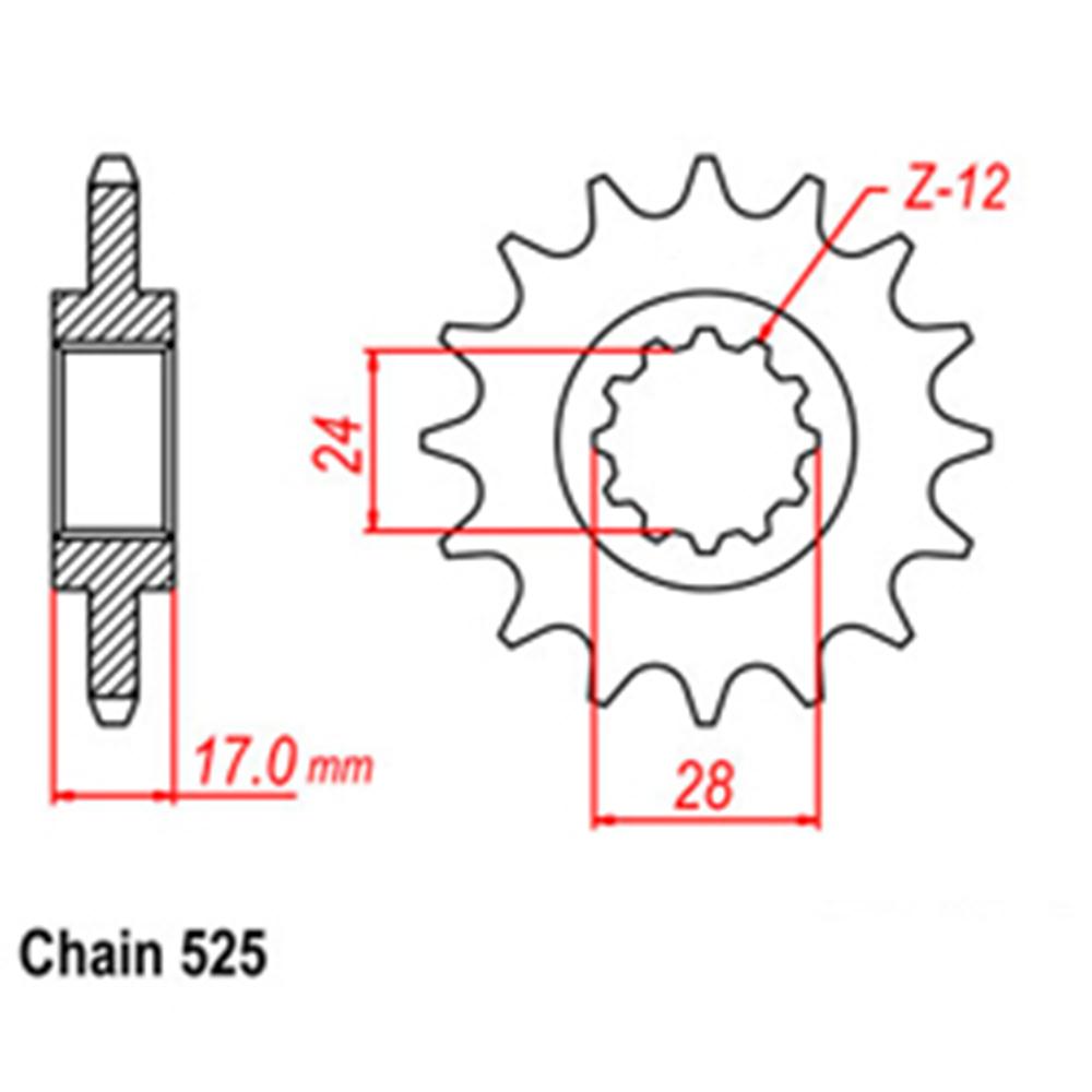 FRONT SPROCKET - STEEL 15T 525P 1