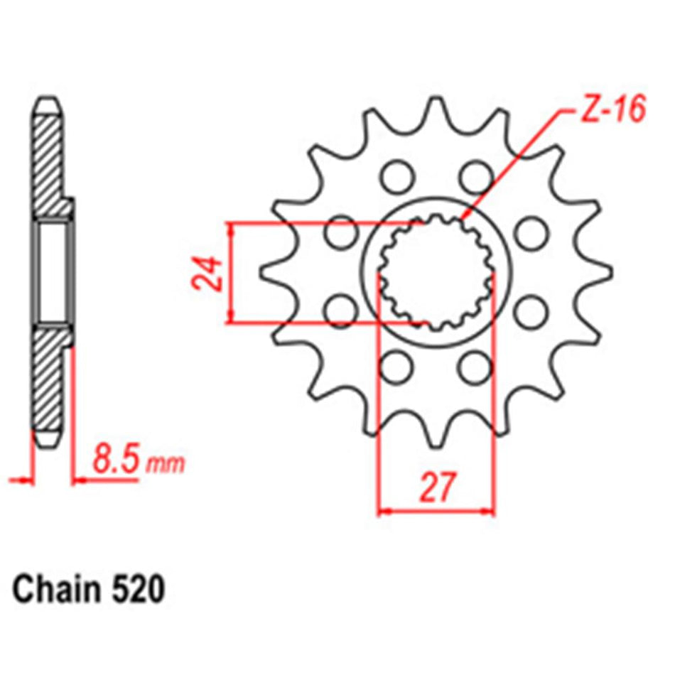 FRONT SPROCKET - STEEL 16T 520P 1