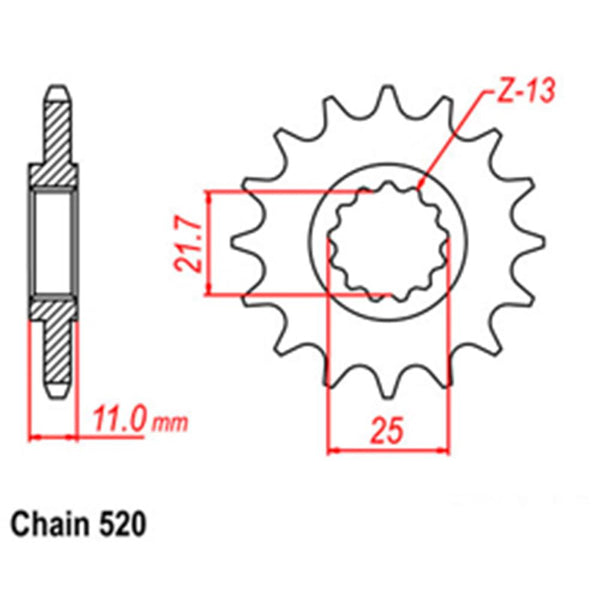 FRONT SPROCKET - STEEL 16T 520P 1