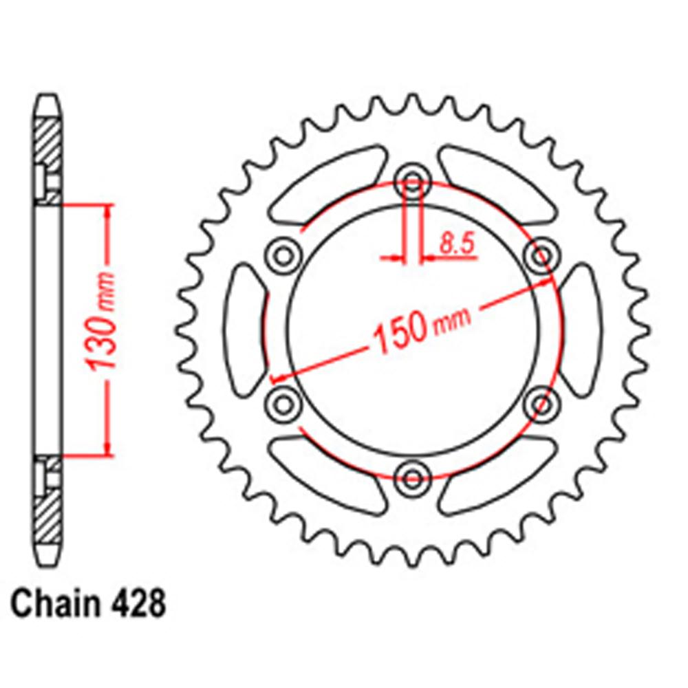 REAR SPROCKET - STEEL 51T 428P 1