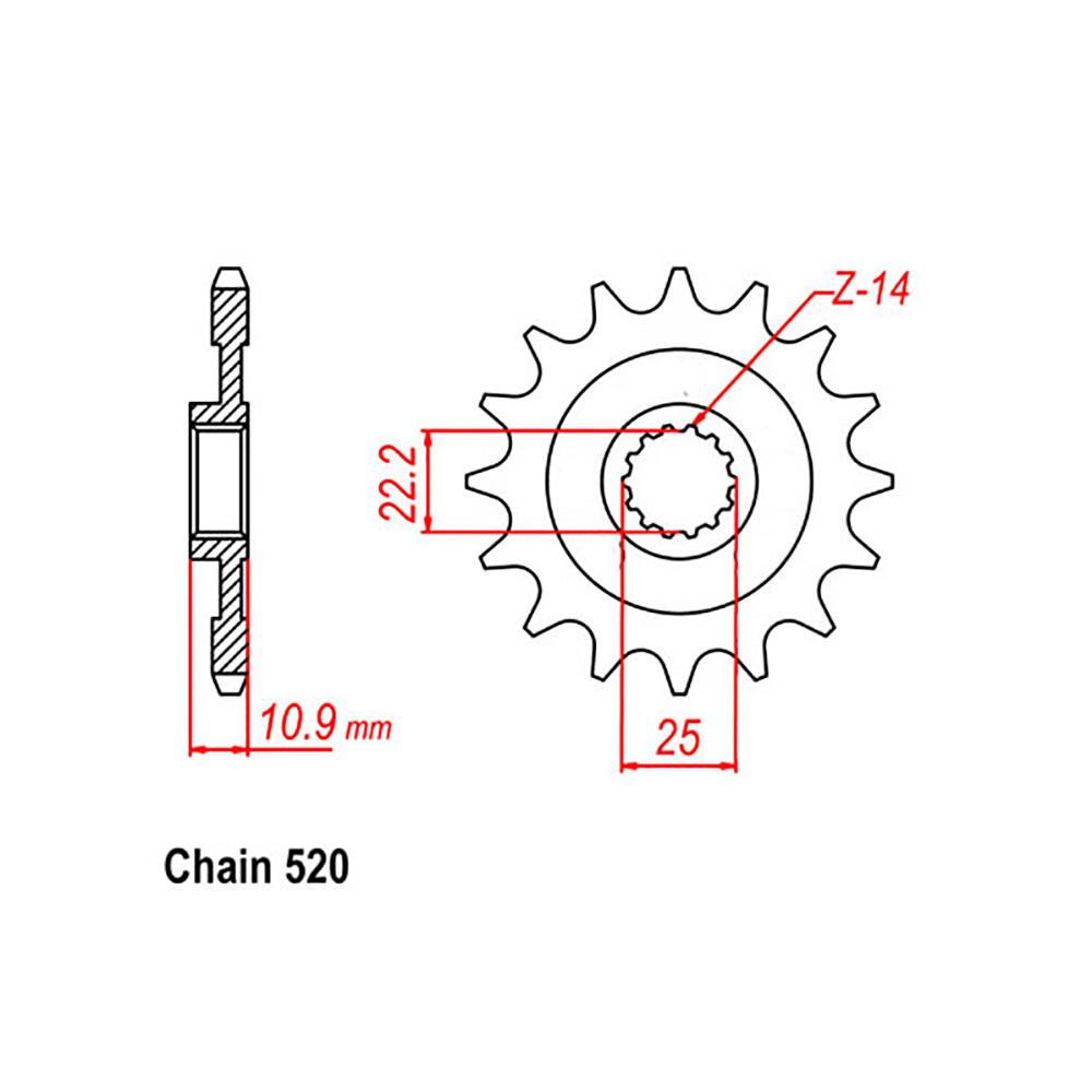 FRONT SPROCKET - STEEL 14T 520P 1