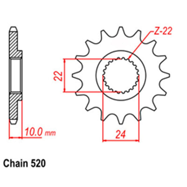 FRONT SPROCKET - STEEL 14T 520P 1