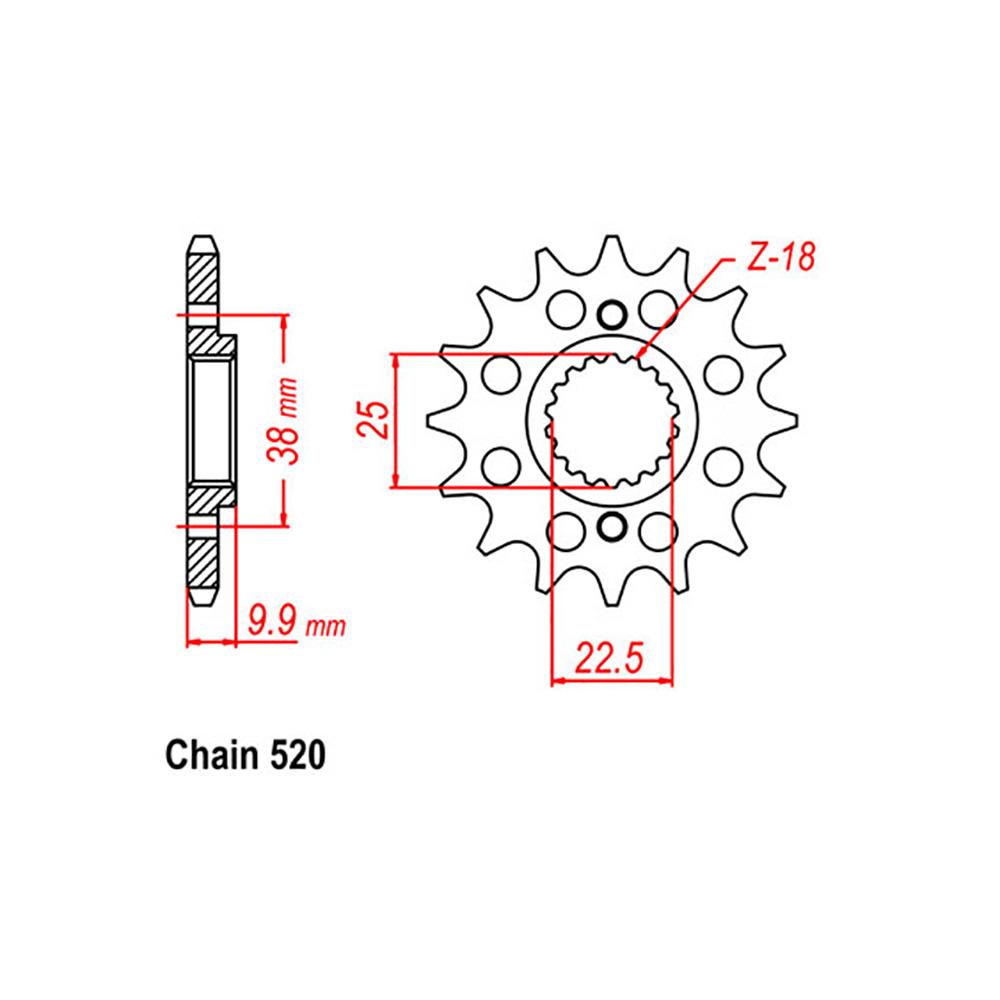 FRONT SPROCKET - STEEL 13T 520P 1