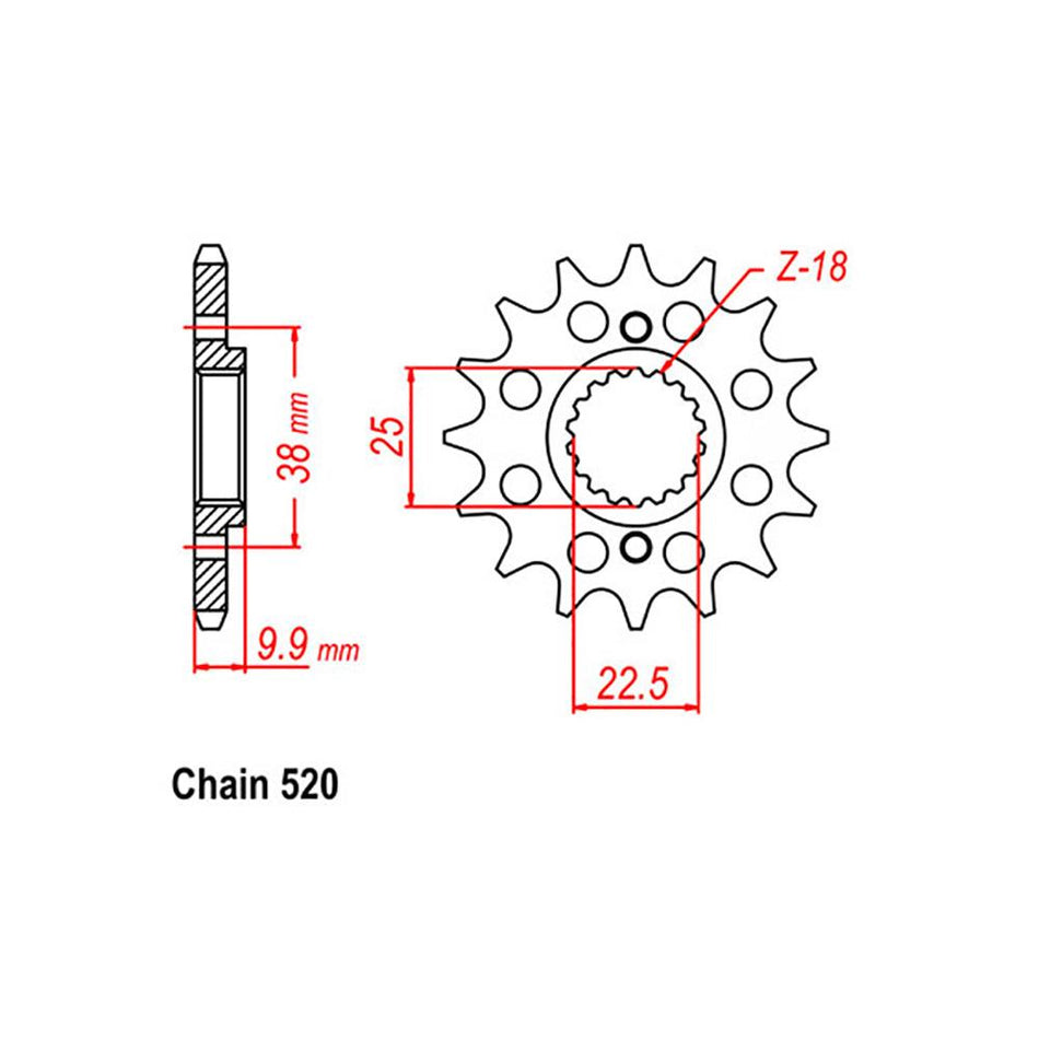 FRONT SPROCKET - STEEL 13T 520P 1