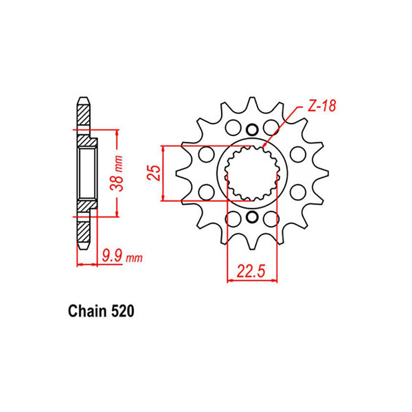 FRONT SPROCKET - STEEL 15T 520P 1