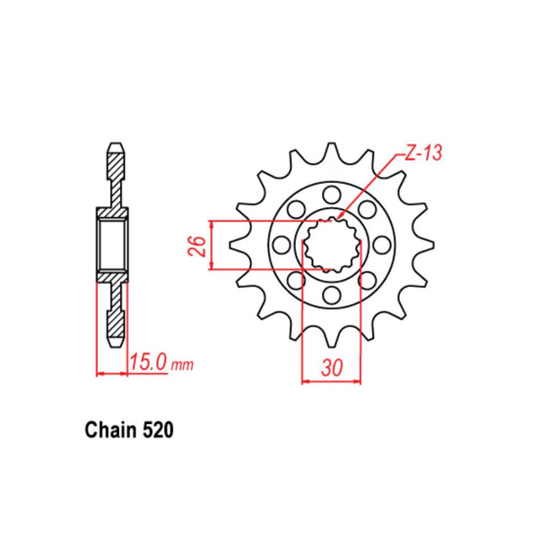 FRONT SPROCKET - STEEL 16T 520P 1